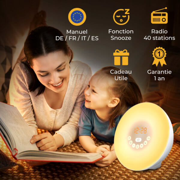 KEPLUG Réveil Lumineux Simulateur D'Aube - Lampe Lever De Soleil Avec 30 Sons Apaisants, Minuteur Sommeil Et Snooze (Blanc Lait)
