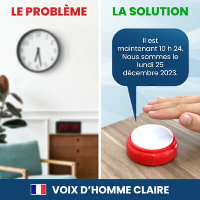 Alternative view of Horloge Parlante Voix Française pour Personnes Âgées, Alzheimer, Malvoyantes ou Aveugles