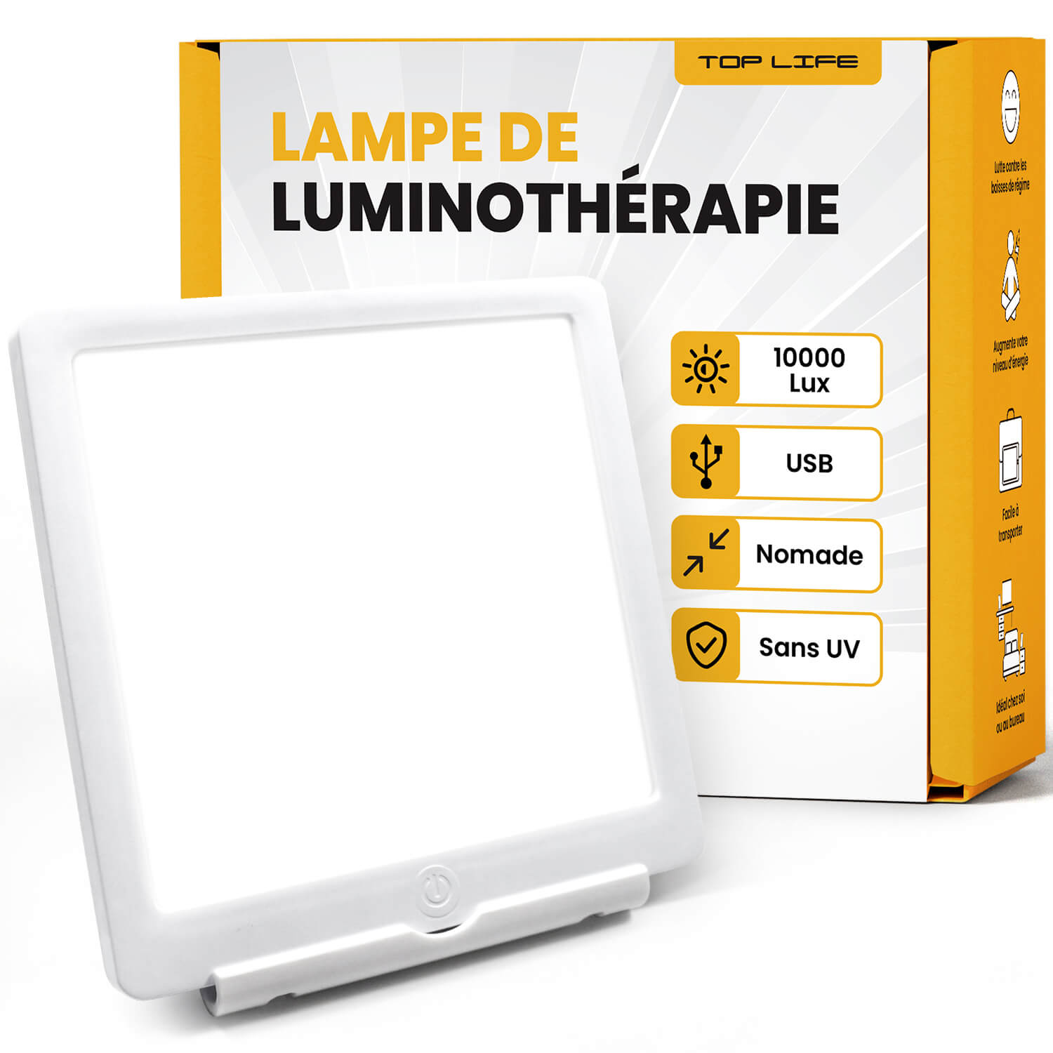 Lampe de luminothérapie 10000 Lux avec fonction de minuterie d'arrêt  automatique niveaux de luminosité réglables fonction de mémoire - Cdiscount  Electroménager