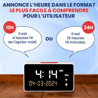 Réveil qui parle modes 12h et 24 heures