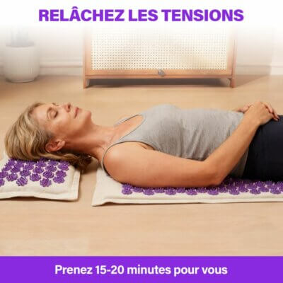 Alternative view of Tapis d'acupression + coussin ferme + sac transport + balle massage offerte